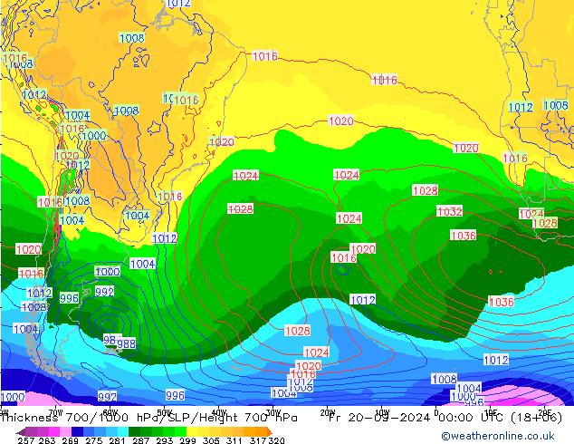 700-1000 hPa Kalınlığı GFS Cu 20.09.2024 00 UTC