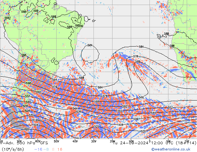 V-Adv. 500 hPa GFS Tu 24.09.2024 12 UTC