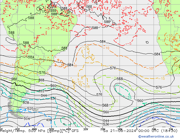 Z500/Rain (+SLP)/Z850 GFS сб 21.09.2024 00 UTC