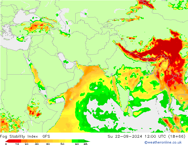 Fog Stability Index GFS Su 22.09.2024 12 UTC