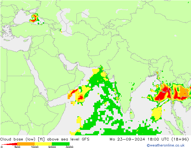 Alçak Bulut Alt Sınırı GFS Pzt 23.09.2024 18 UTC