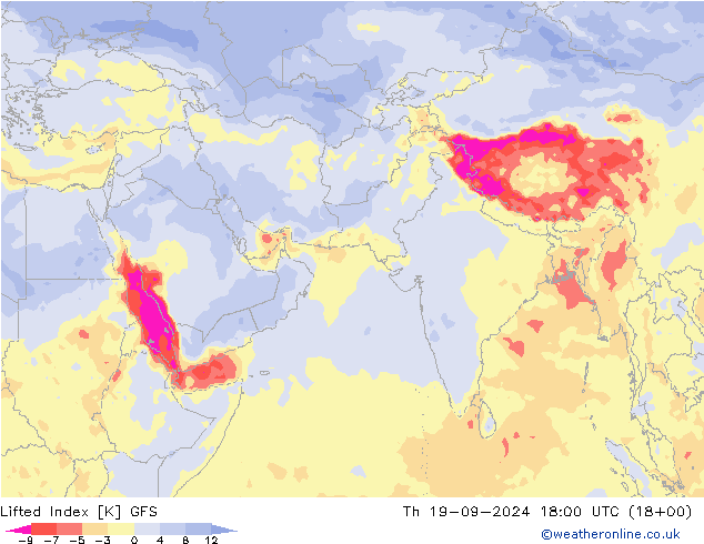 Lifted Index GFS Do 19.09.2024 18 UTC