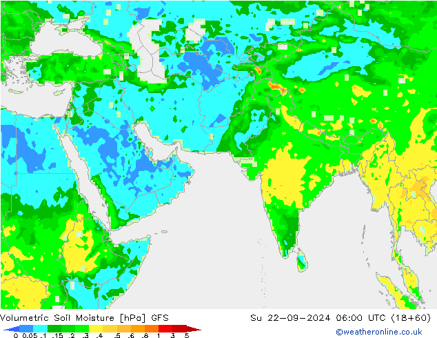 Volumetric Soil Moisture GFS Вс 22.09.2024 06 UTC