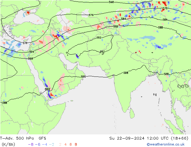 T-Adv. 500 hPa GFS Su 22.09.2024 12 UTC