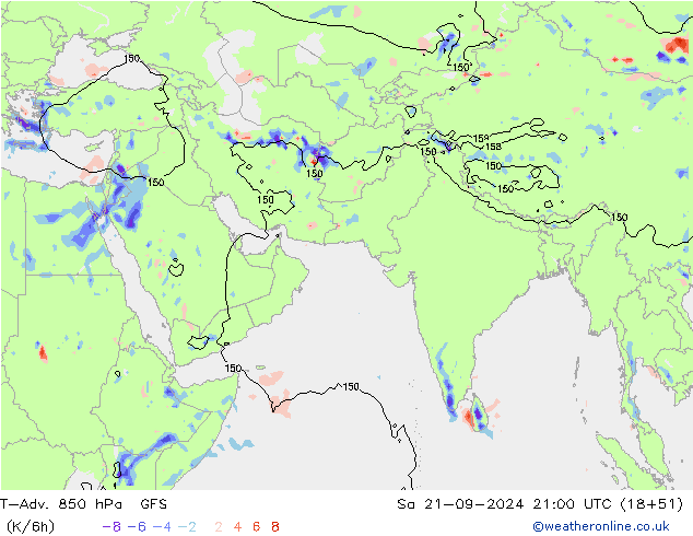 T-Adv. 850 hPa GFS so. 21.09.2024 21 UTC