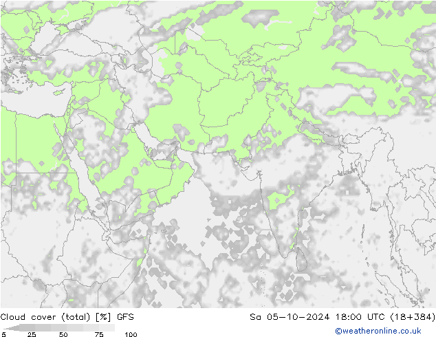 Cloud cover (total) GFS October 2024