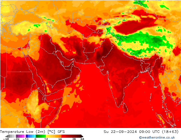 Темпер. мин. (2т) GFS Вс 22.09.2024 09 UTC