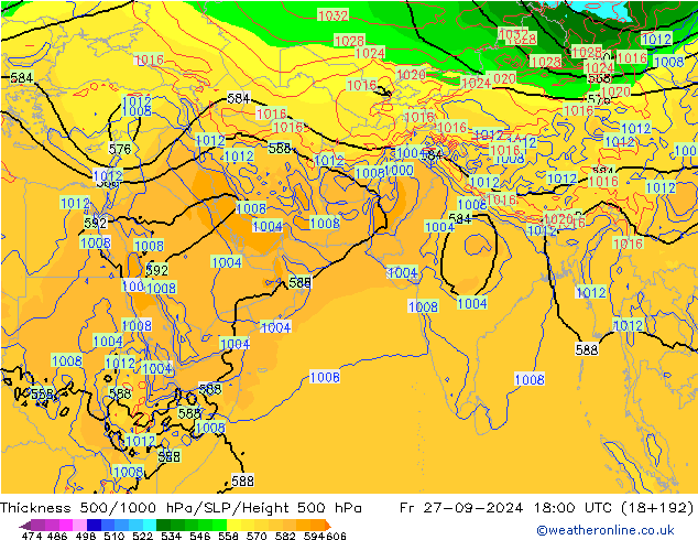 Thck 500-1000hPa GFS Fr 27.09.2024 18 UTC