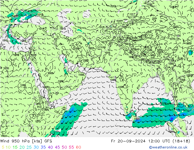 Wind 950 hPa GFS Fr 20.09.2024 12 UTC