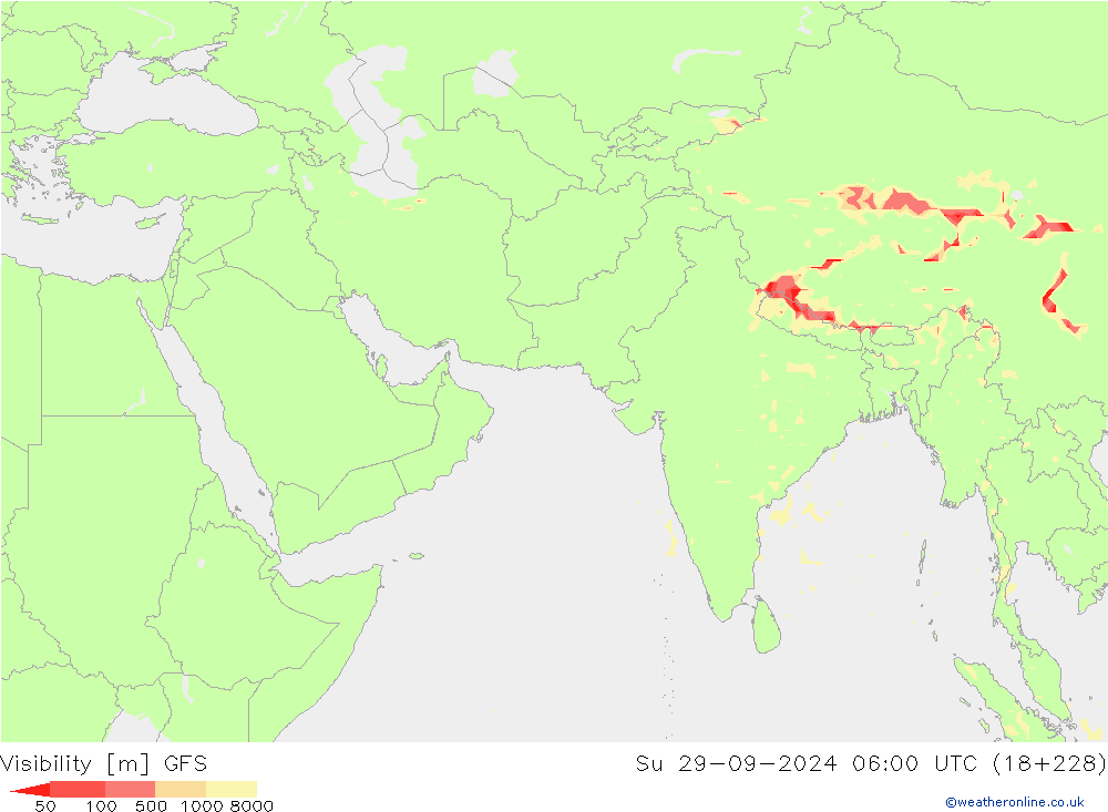 Visibility GFS Su 29.09.2024 06 UTC