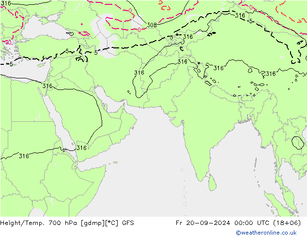 Height/Temp. 700 hPa GFS Fr 20.09.2024 00 UTC