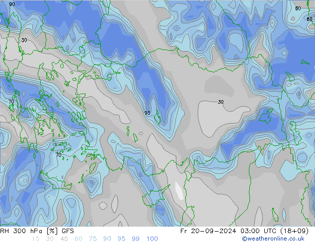 RH 300 hPa GFS ven 20.09.2024 03 UTC