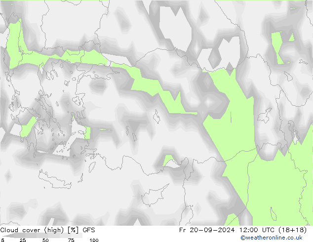 Cloud cover (high) GFS Fr 20.09.2024 12 UTC