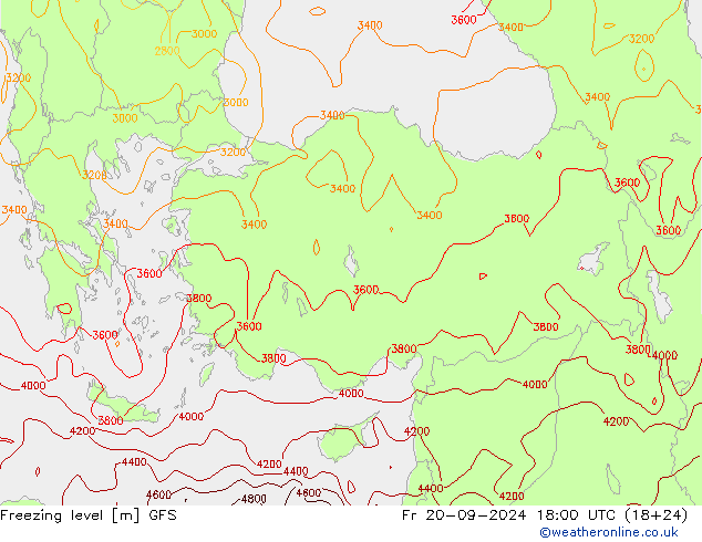 Freezing level GFS vie 20.09.2024 18 UTC