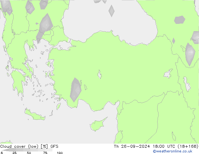 Nubes bajas GFS jue 26.09.2024 18 UTC