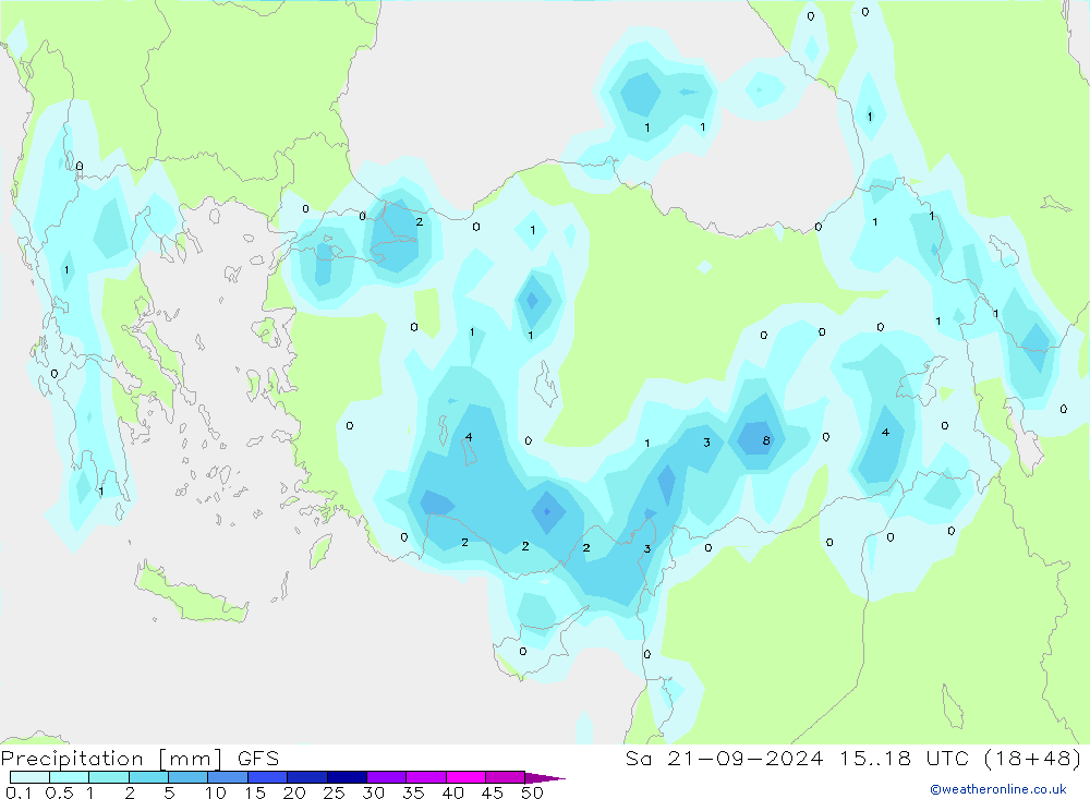 Precipitazione GFS sab 21.09.2024 18 UTC