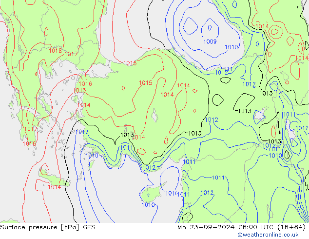 ciśnienie GFS pon. 23.09.2024 06 UTC