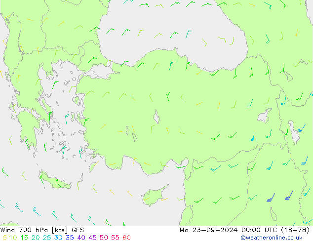 Wind 700 hPa GFS Mo 23.09.2024 00 UTC