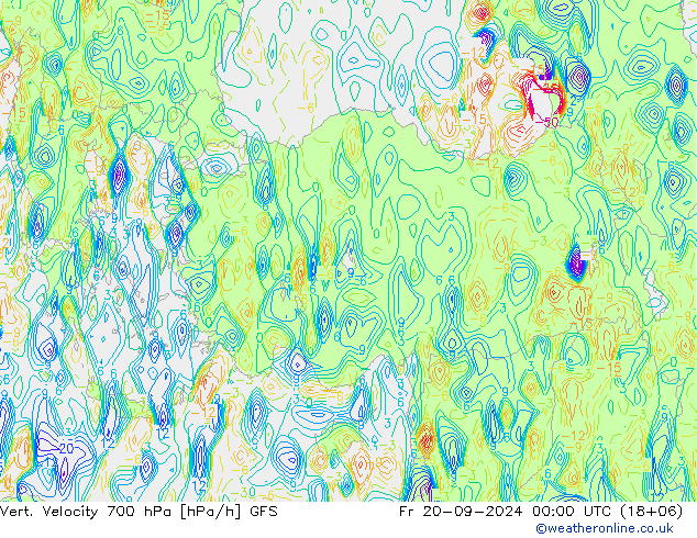 700 hPa Dikey Hız GFS Cu 20.09.2024 00 UTC