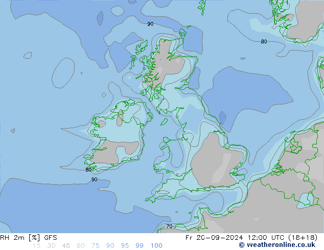 RH 2m GFS ven 20.09.2024 12 UTC