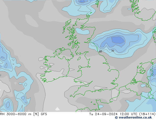 RH 3000-6000 m GFS Tu 24.09.2024 12 UTC