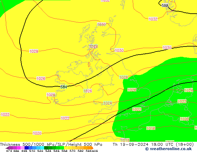 Thck 500-1000hPa GFS  19.09.2024 18 UTC