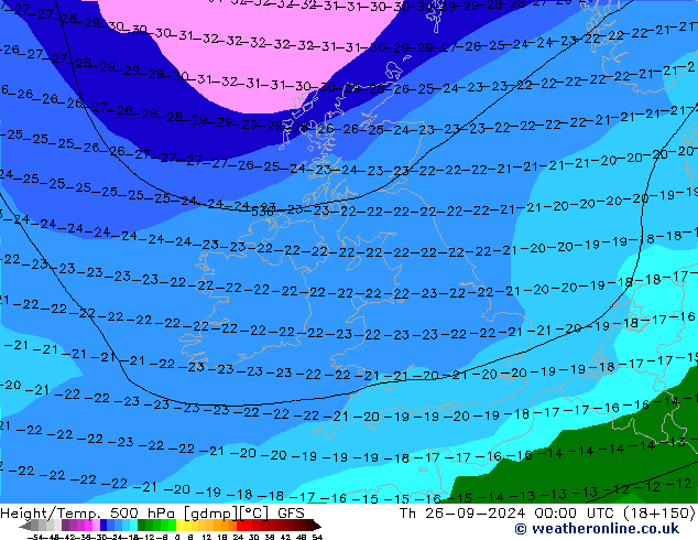 Height/Temp. 500 hPa GFS Th 26.09.2024 00 UTC