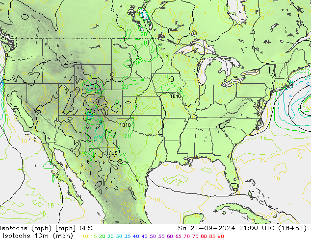 Isotachs (mph) GFS Sa 21.09.2024 21 UTC