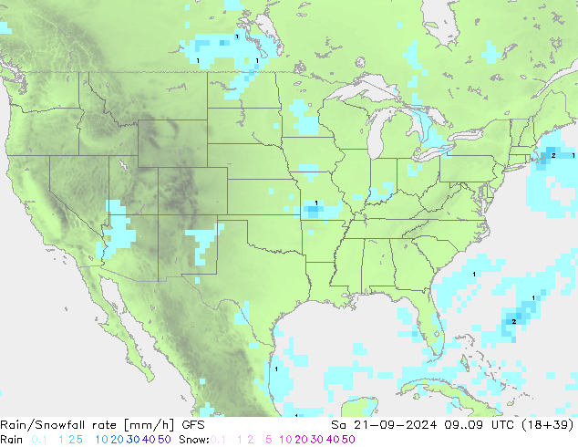 Rain/Snowfall rate GFS  21.09.2024 09 UTC