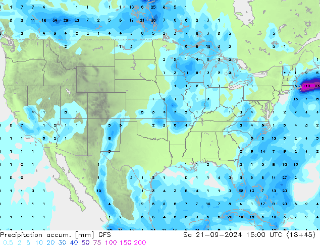 Precipitation accum. GFS sab 21.09.2024 15 UTC