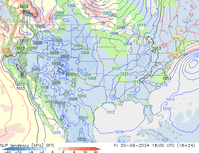 Tendance de pression  GFS ven 20.09.2024 18 UTC