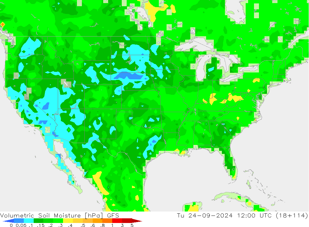 Volumetric Soil Moisture GFS wto. 24.09.2024 12 UTC