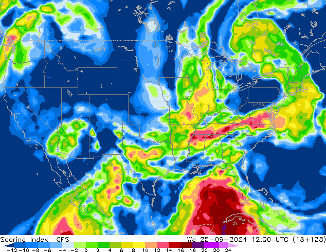 Soaring Index GFS śro. 25.09.2024 12 UTC