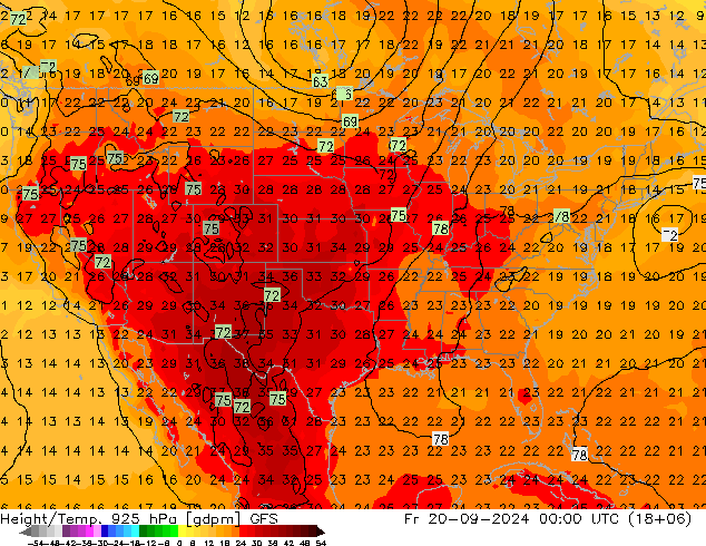 Height/Temp. 925 hPa GFS Fr 20.09.2024 00 UTC