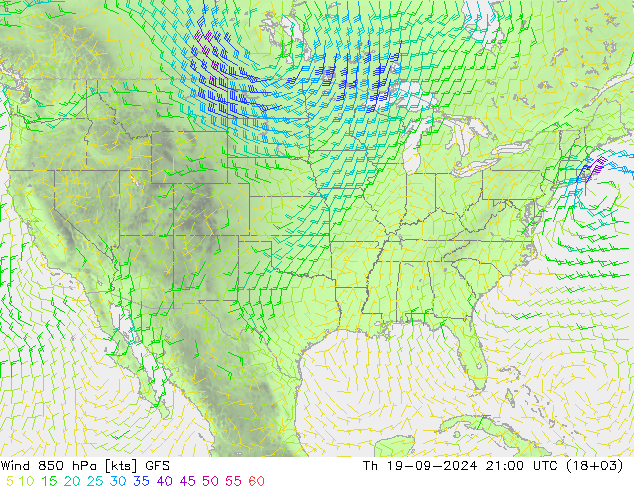 Wind 850 hPa GFS Th 19.09.2024 21 UTC