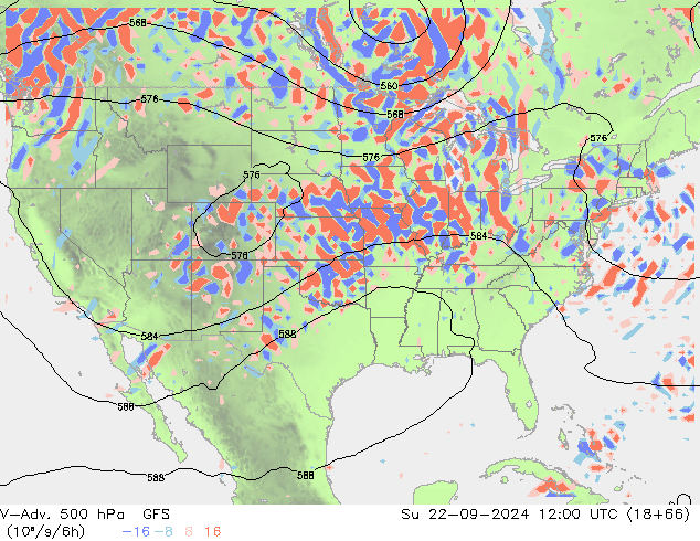 V-Adv. 500 hPa GFS zo 22.09.2024 12 UTC