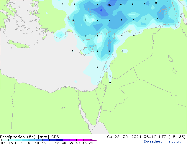 opad (6h) GFS nie. 22.09.2024 12 UTC