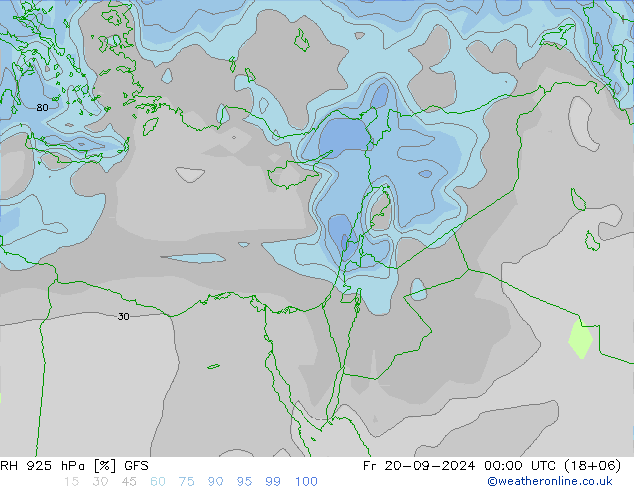 Humidité rel. 925 hPa GFS ven 20.09.2024 00 UTC