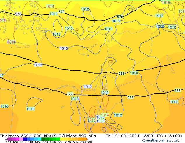 Dikte 500-1000hPa GFS do 19.09.2024 18 UTC