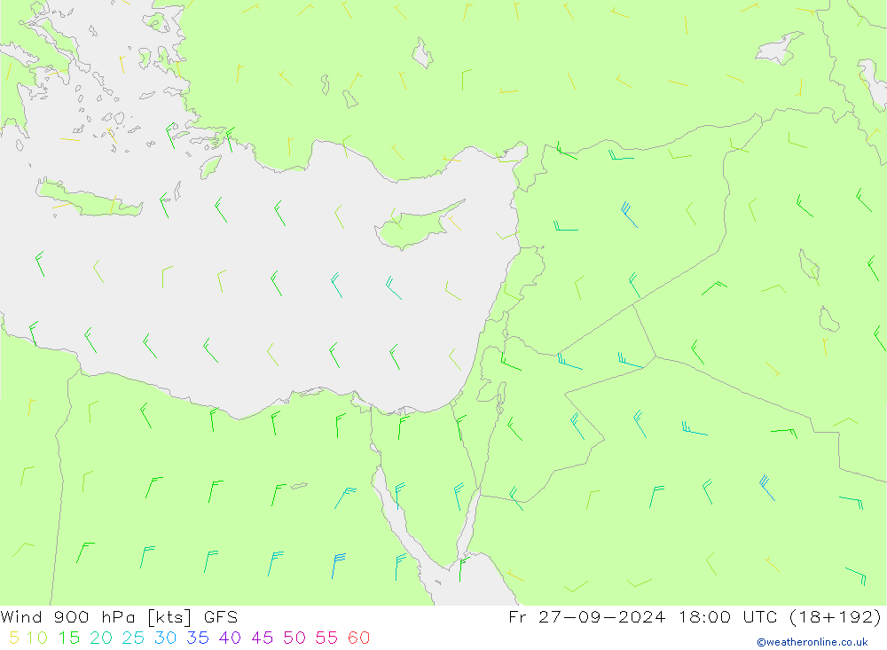 Wind 900 hPa GFS Fr 27.09.2024 18 UTC