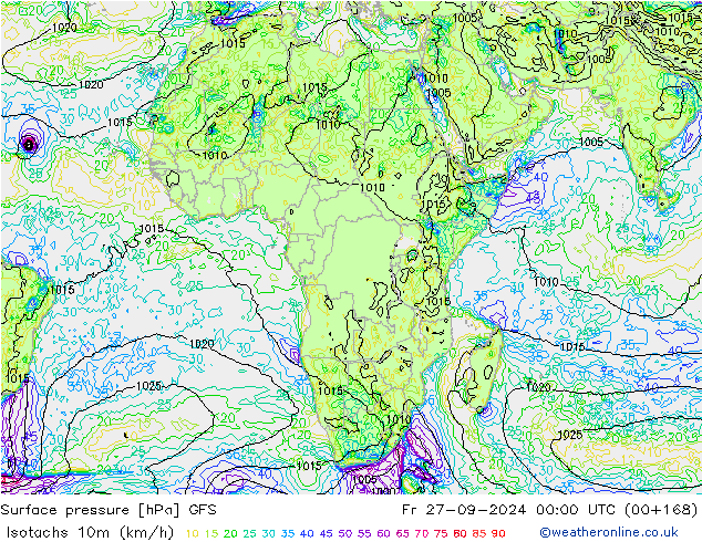 Isotachen (km/h) GFS September 2024