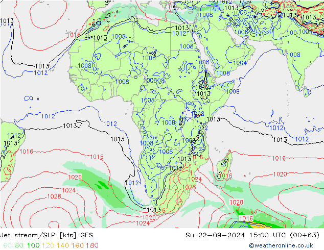 Jet stream/SLP GFS Su 22.09.2024 15 UTC