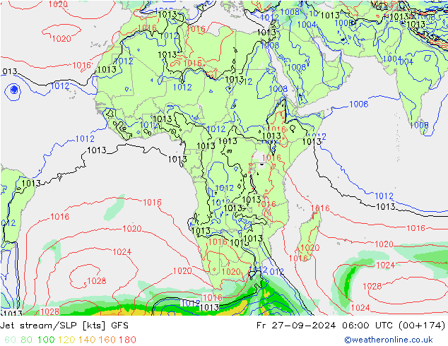 Courant-jet GFS ven 27.09.2024 06 UTC