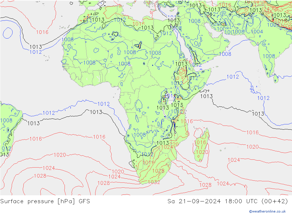 Surface pressure GFS Sa 21.09.2024 18 UTC