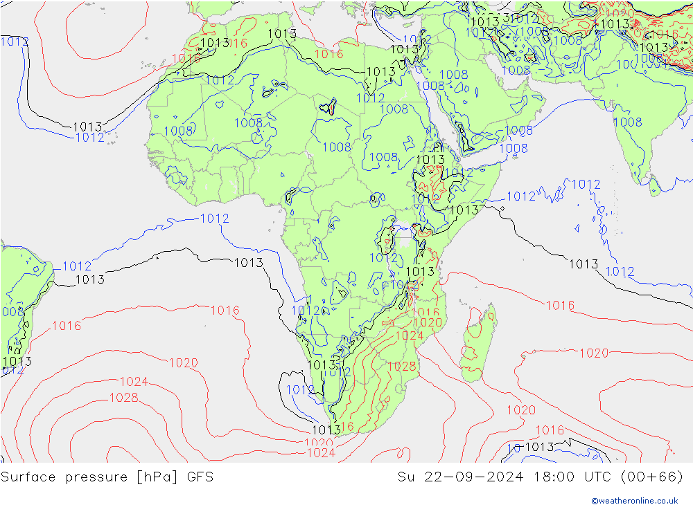 pressão do solo GFS Dom 22.09.2024 18 UTC