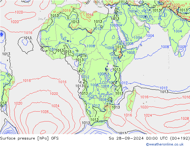 Surface pressure GFS Sa 28.09.2024 00 UTC