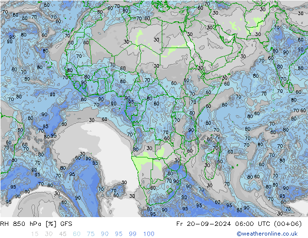 RH 850 hPa GFS Fr 20.09.2024 06 UTC