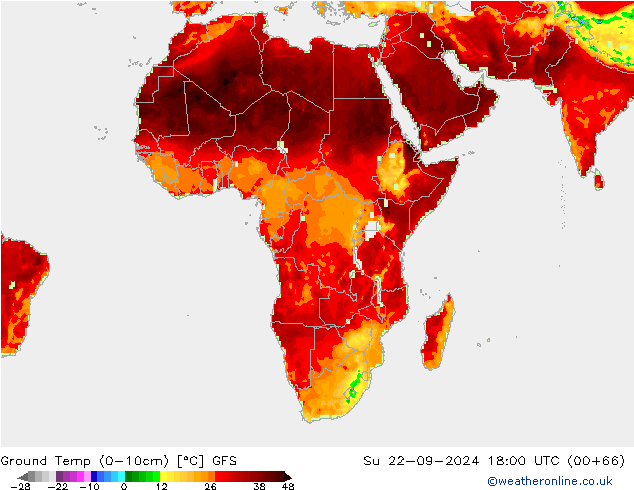 Ground Temp (0-10cm) GFS Su 22.09.2024 18 UTC