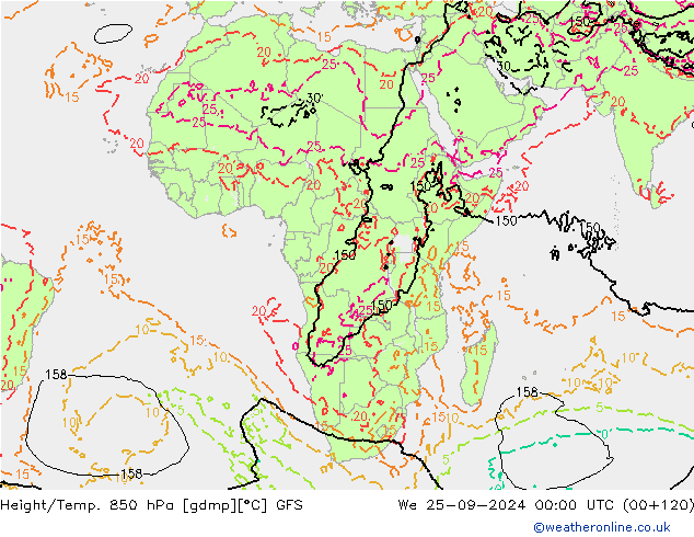 Z500/Rain (+SLP)/Z850 GFS śro. 25.09.2024 00 UTC