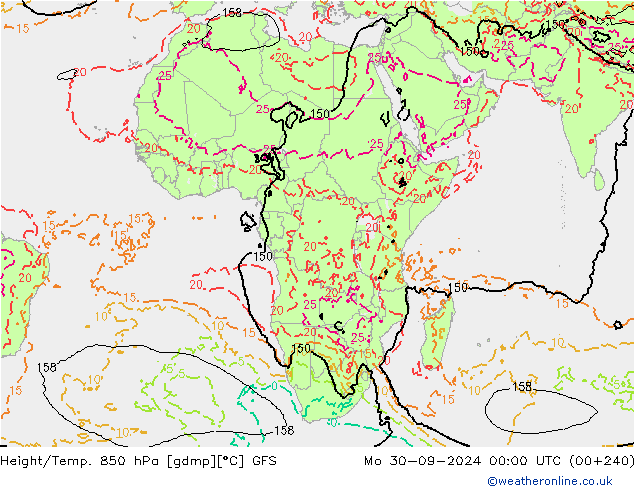 Height/Temp. 850 hPa GFS Mo 30.09.2024 00 UTC